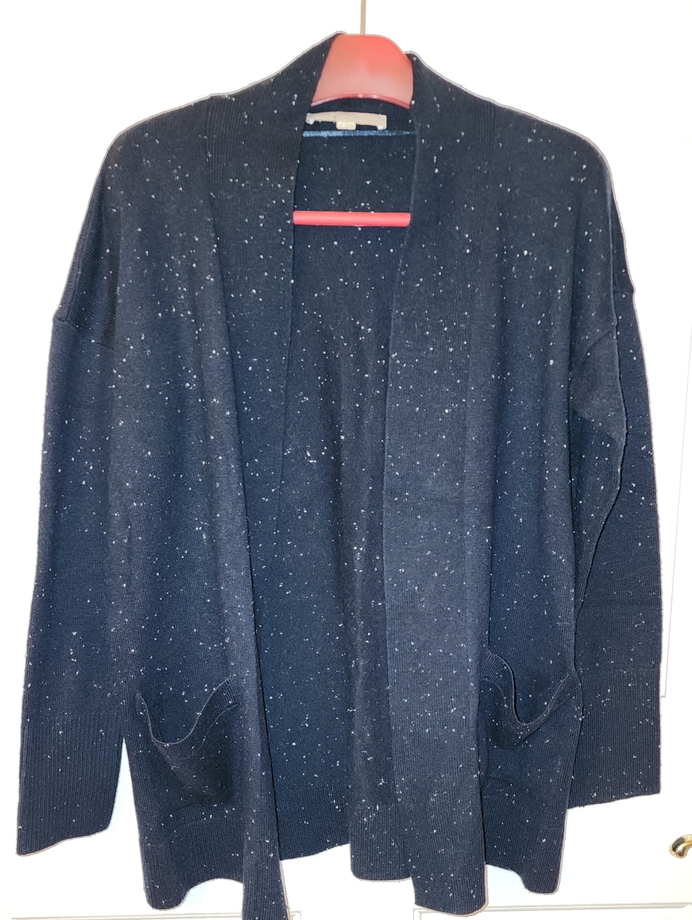 LOFT Navy Flecked Open-Front Cardigan